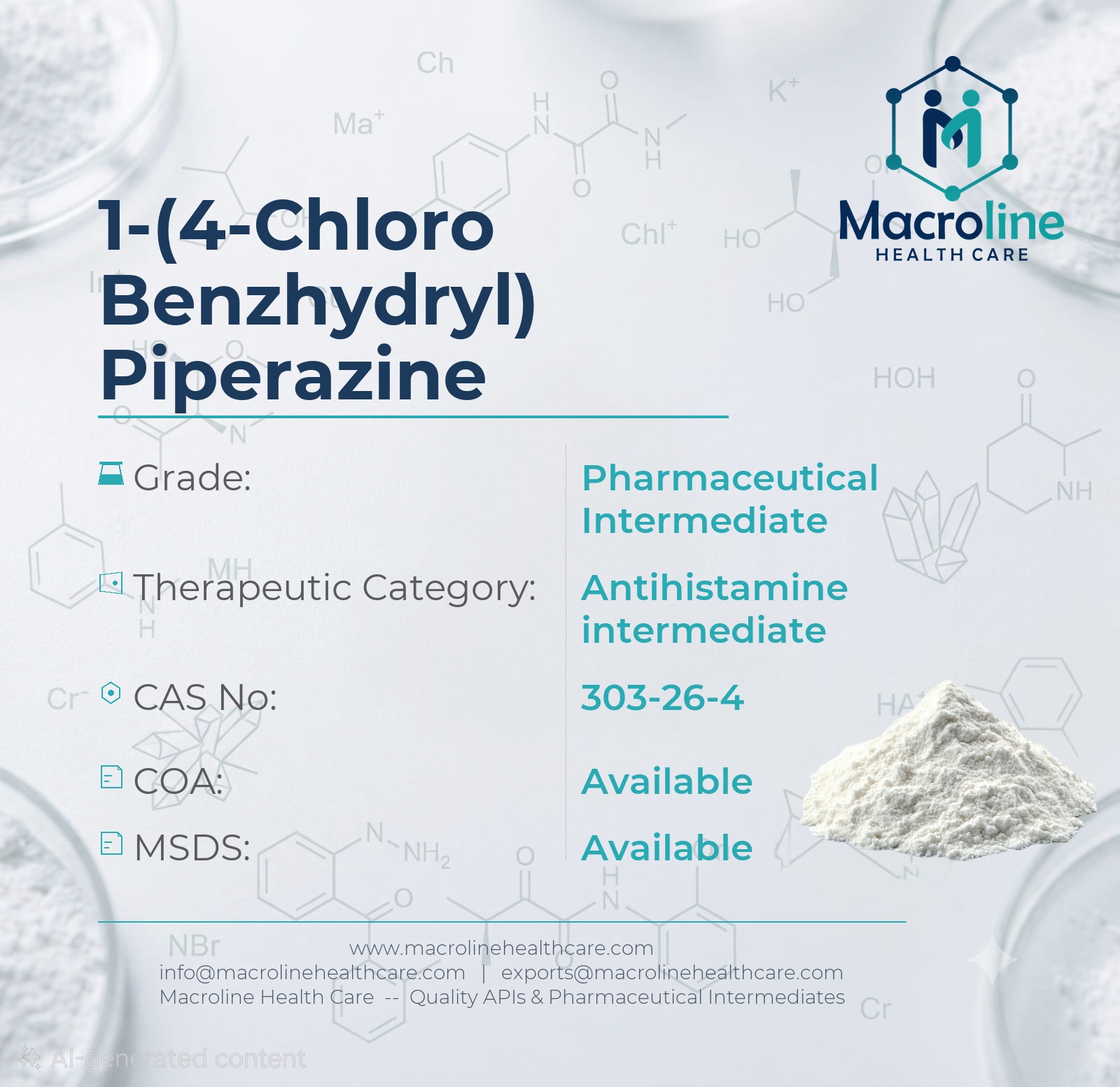 1-(4-Chloro Benzhydryl) Piperazine
